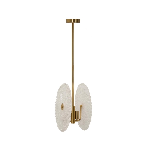 Gold Metal Chandelier with Decorated Glass Shades - Glass Promotion