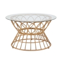 Round Rattan and Glass Coffee Table 75x44.5cm Panama Circle Promotion