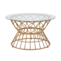 Round Rattan and Glass Coffee Table 75x44.5cm Panama Circle Promotion