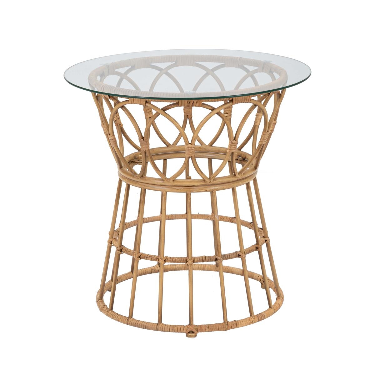 Round Rattan Table with Glass Top 50x50cm Panama Circle Promotion