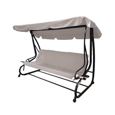 Deluxe 3-Seater Garden Swing with Canopy, 230x120x165cm, Grey Promotion