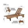 Acacia Wood Reclining Garden Lounger with Wheels - Bali Price