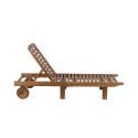 Acacia Wood Reclining Garden Lounger with Wheels - Bali Offers