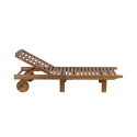 Acacia Wood Reclining Garden Lounger with Wheels - Bali Catalog
