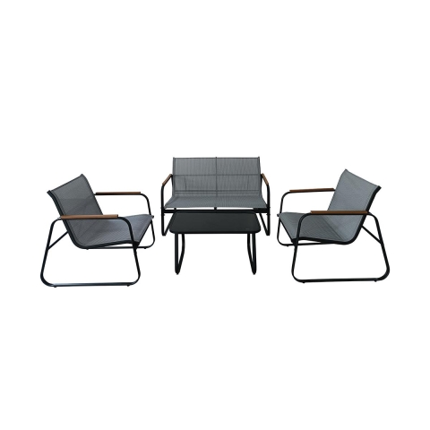 Saint Martin 4-Seater Steel Garden Set with Glass Top Table Promotion