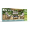 4-Piece Garden Set Steel with Glass Top Table and Cushions Cannes Discounts