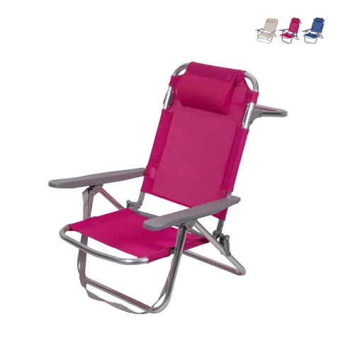 Beach Chair with Pillow and Armrests in Aluminum Brasile Model Promotion