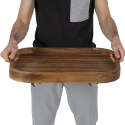 Carrello porta vivande due ripiani con ruote in legno di acacia Bali Catalog