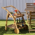 Bali Acacia Wood Two-Tier Serving Cart with Wheels On Sale
