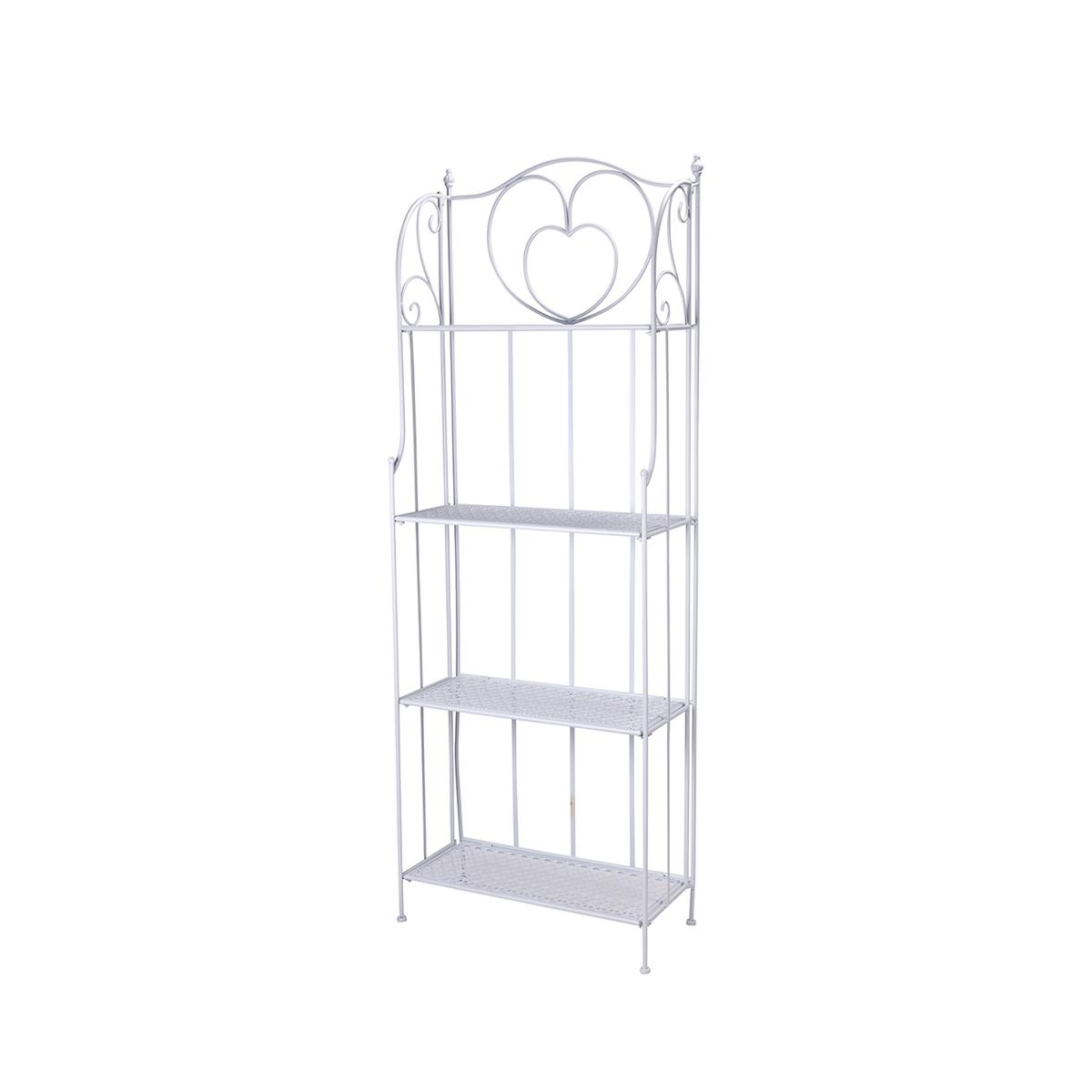 Ravun Foldable Iron Shelf with 4 Tiers, White, 60.5x28x167cm
