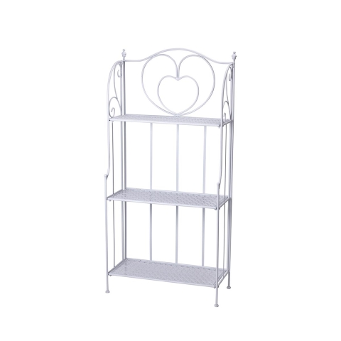 Karnel White Foldable Iron Shelf with 3 Tiers, 60.5x28xH.127cm Promotion
