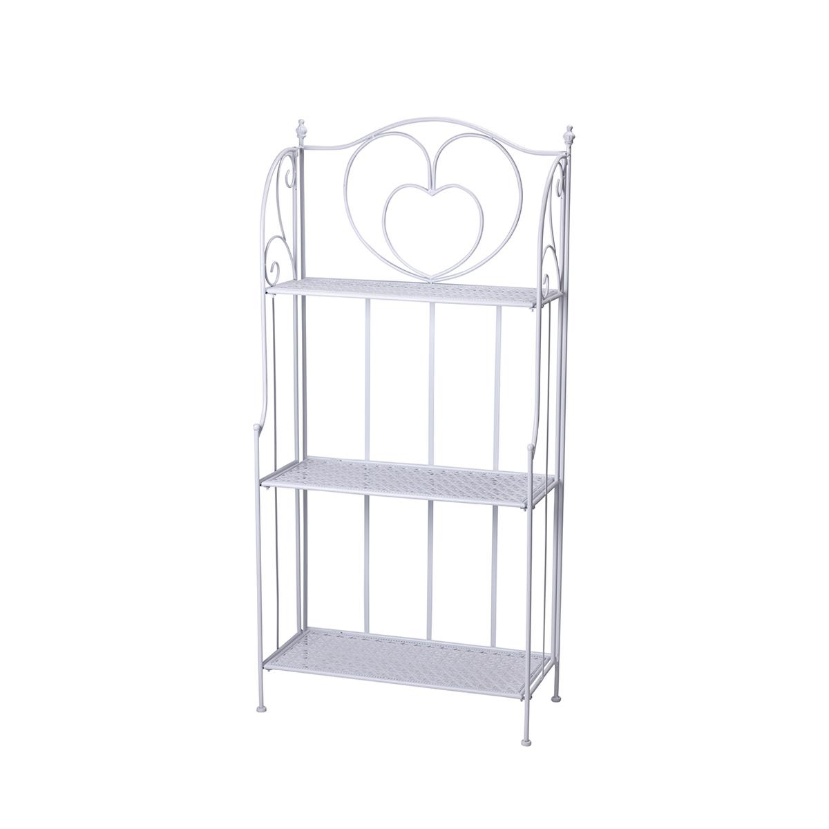 Karnel White Foldable Iron Shelf with 3 Tiers, 60.5x28xH.127cm