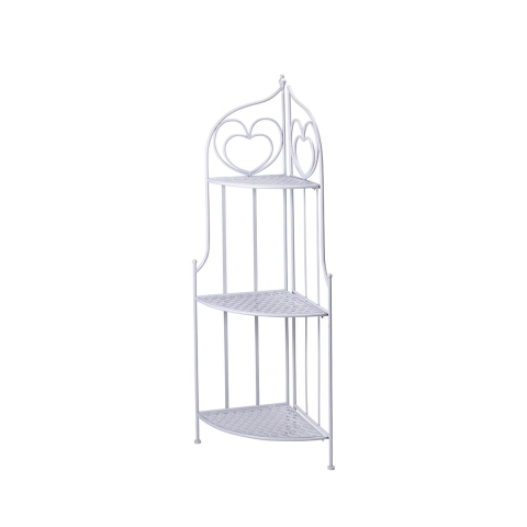 Veska Folding Metal Corner Shelf Unit, 3 Tiers, 49x33x127cm, White Promotion