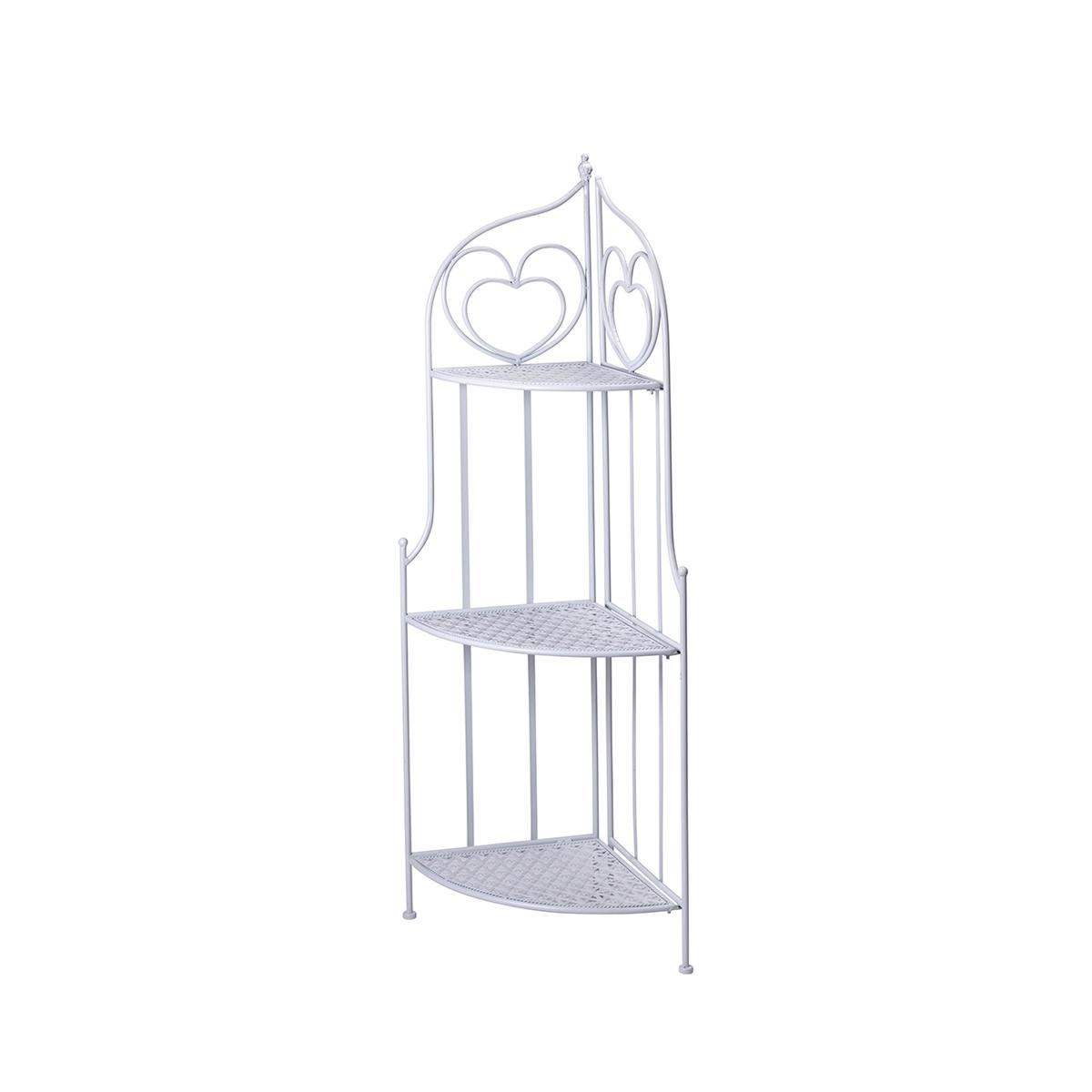 Veska Folding Metal Corner Shelf Unit, 3 Tiers, 49x33x127cm, White