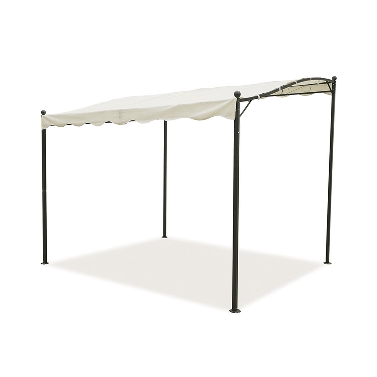 Water-Repellent Gazebo with Veranda 3x2.5m in Ecru Iron Sarnok Promotion