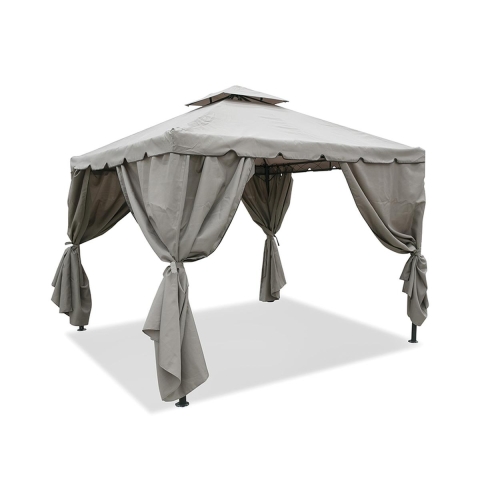 Gazebo idrorepellente 3x3m 4 tende laterali ferro tortora Tangeri Promotion