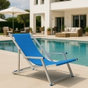 2 Folding Beach Lounge Chairs with Armrests, Aluminum, Riccione Gold Lux Sale