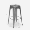 Vintage Industrial Metal Bar Stool for Kitchen, H78cm Steel Stale 