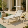 Set of 4 Santorini Folding Sun Loungers With Headrest And Adjustable Backrest 