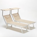 Set of 2 Santorini Professional Aluminum Sun Loungers for Beach 