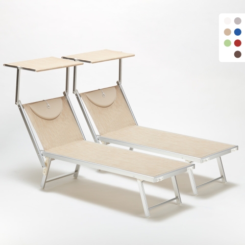 Set of 2 Santorini Professional Aluminum Sun Loungers for Beach Promotion