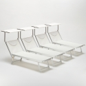 Set of 4 Santorini Folding Sun Loungers With Headrest And Adjustable Backrest 