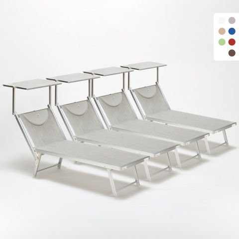 Set of 4 Santorini Folding Sun Loungers With Headrest And Adjustable Backrest Promotion