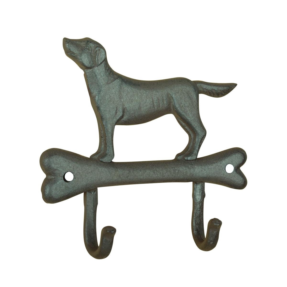 Bone-Shaped Wall Hook with Dog Design and 2 Hooks