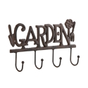 Wall-Mounted Cast Iron Hook Rack with 4 Garden Hooks On Sale