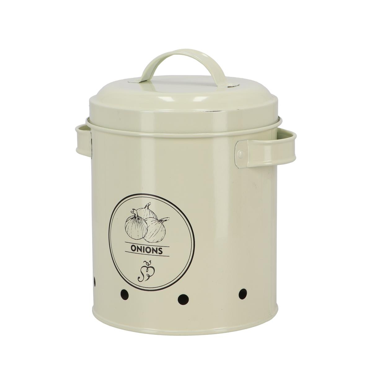 Vintage Tin Onion Storage Jar with Lid Promotion