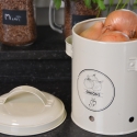 Vintage Tin Onion Storage Jar with Lid On Sale