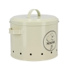 Tin Kitchen Potato Storage Canister with Vented Lid and Print Design Characteristics