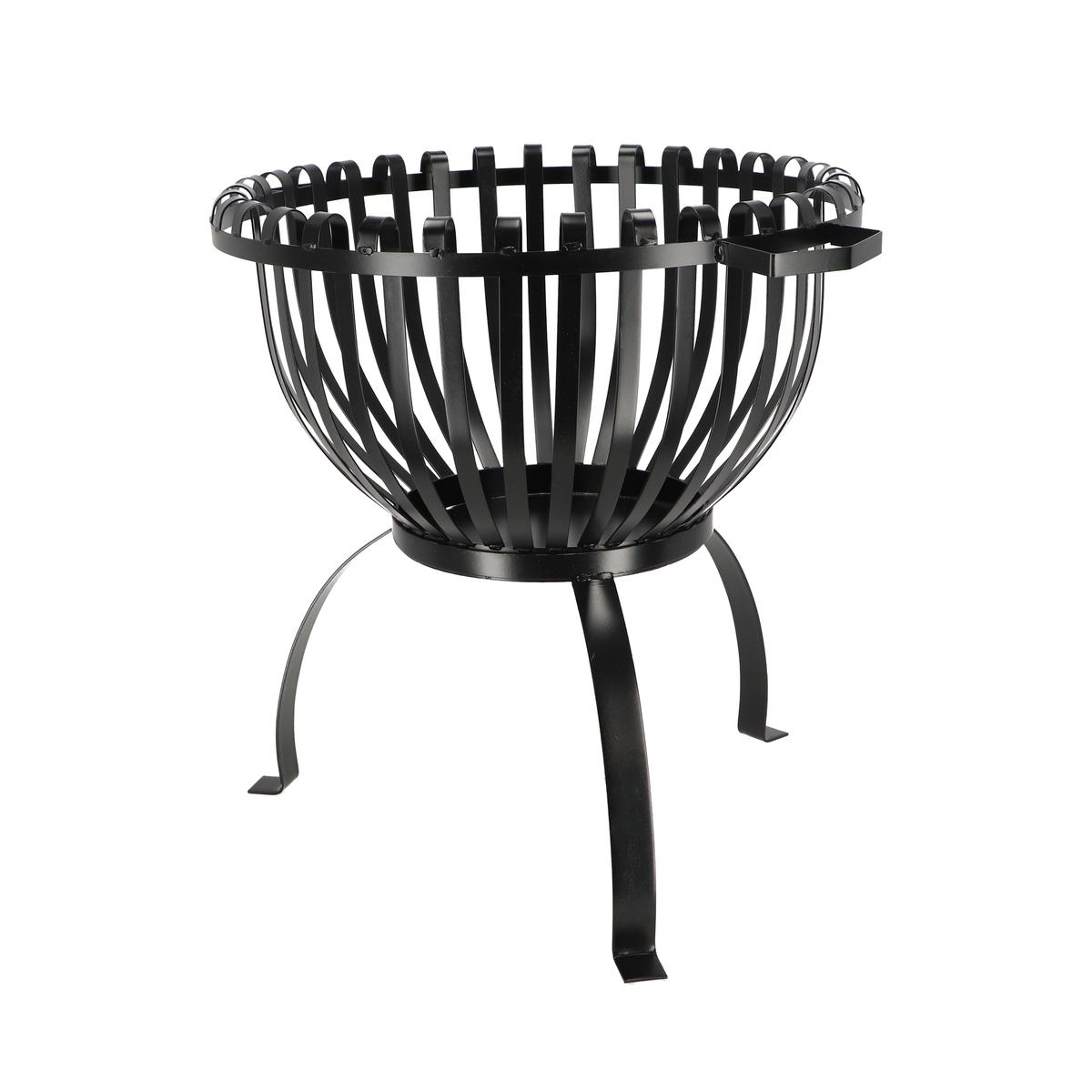 Raised Outdoor Garden Fire Pit in Black Metal with Handles Promotion