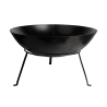 Round Cast Iron Outdoor Fire Pit with Black Finish on Tripod Promotion