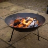 Round Cast Iron Outdoor Fire Pit with Black Finish on Tripod Sale