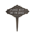 Cast Iron Garden Sign Post "Keep Off The Grass" Promotion