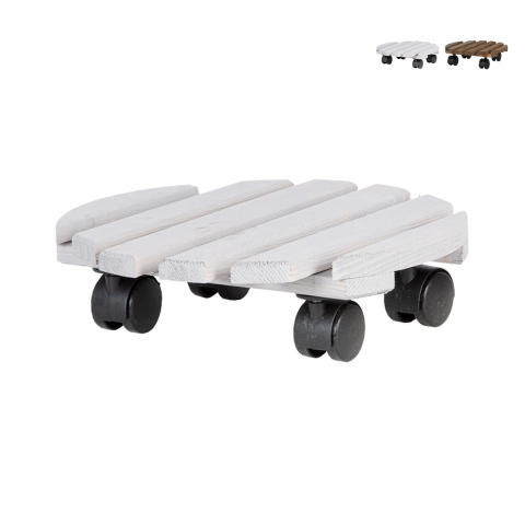 Wooden Round Plant Trolley with Wheels Promotion