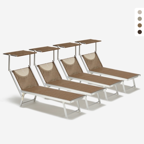 Set of 4 Aluminum Beach Sun Loungers - Santorini Limited Edition Promotion