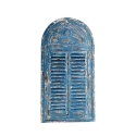 Window-Shaped Mirror with Blue Shutter Frame On Sale