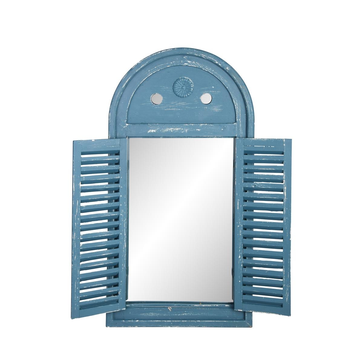 Window-Shaped Mirror with Blue Shutter Frame Promotion