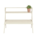 White Wooden Ladder Shelf Plant Stand, 2 Tiers Promotion