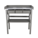 Wood Workbench with Galvanized Metal Top and 3 Drawers Discounts