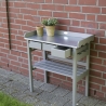 Wood Workbench with Galvanized Metal Top and 3 Drawers On Sale