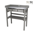 Wood Workbench with Galvanized Metal Top and 3 Drawers Promotion