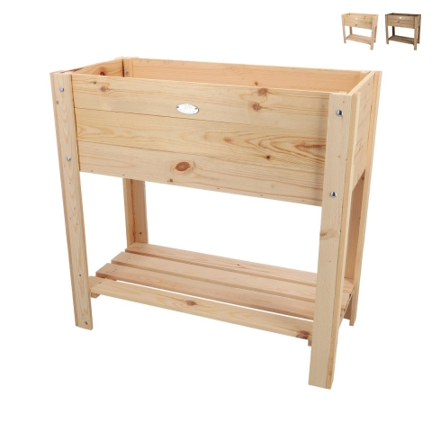 Natural Wood Raised Planter Box 80.5x37.3x78.2 cm Promotion