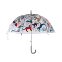 Transparent Umbrella with Printed Cat and Dog Design Promotion
