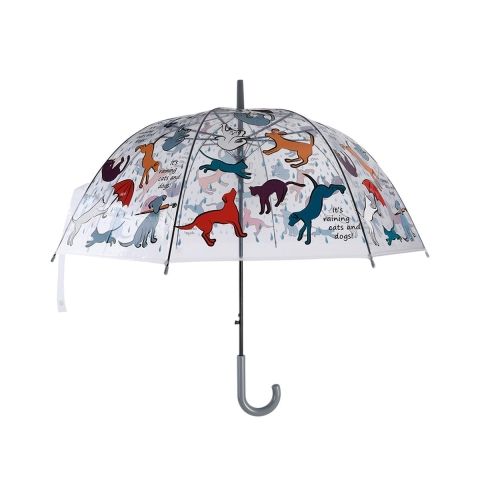 Transparent Umbrella with Printed Cat and Dog Design Promotion