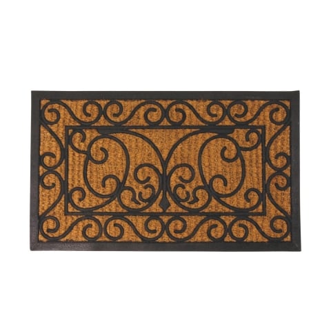 Classic Style Rectangular Coco Fiber and Rubber Doormat Promotion