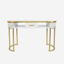 "Jess Beauty Table Console with Glass and Gold Metal, Marble Effect" Promotion