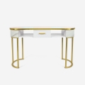 "Jess Beauty Table Console with Glass and Gold Metal, Marble Effect" Promotion